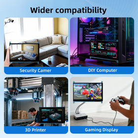 iUoyoMon back ports and label showing HDMI and USB power convenience