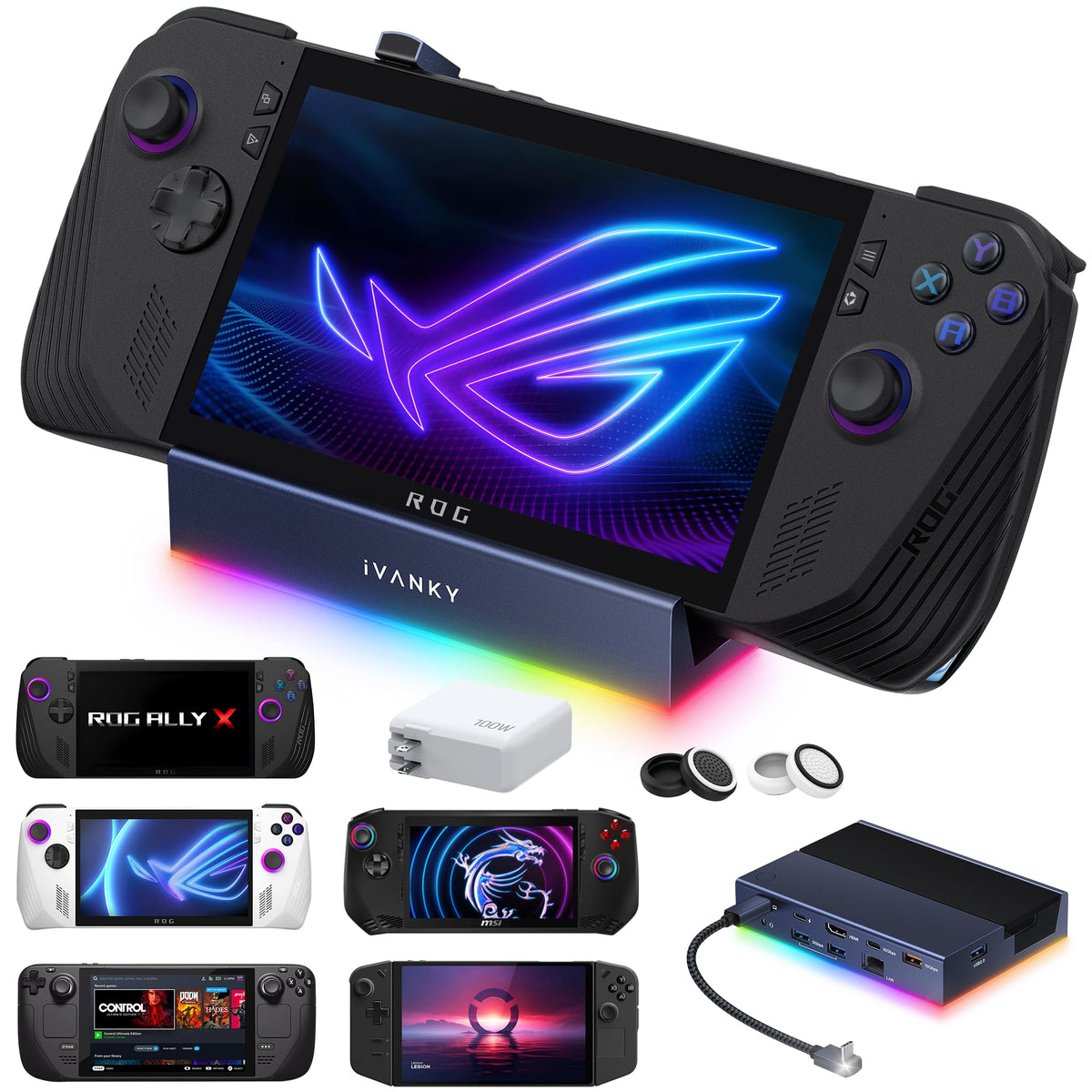 IVANKY 14-in-1 RGB Dock front view shows compact all-in-one connectivity.