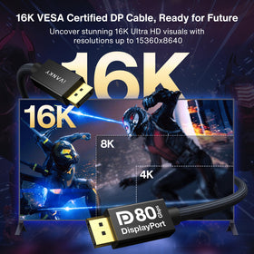 IVANKY 16K-capable DisplayPort 2.1 cable enables future-ready displays.