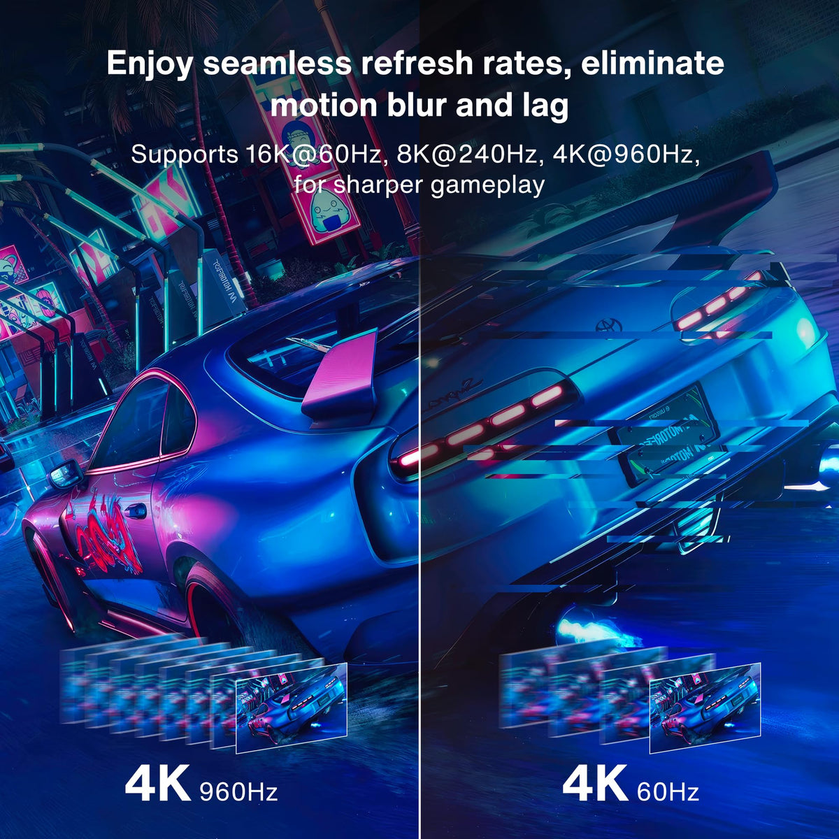 IVANKY 6.6ft DP2.1 cable supports RTX 5090 and RX 7900XTX.