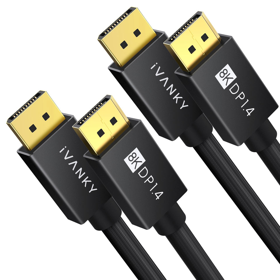 IVANKY 8K DP cable 6ft two-pack ideal for ultra-high-res gaming.