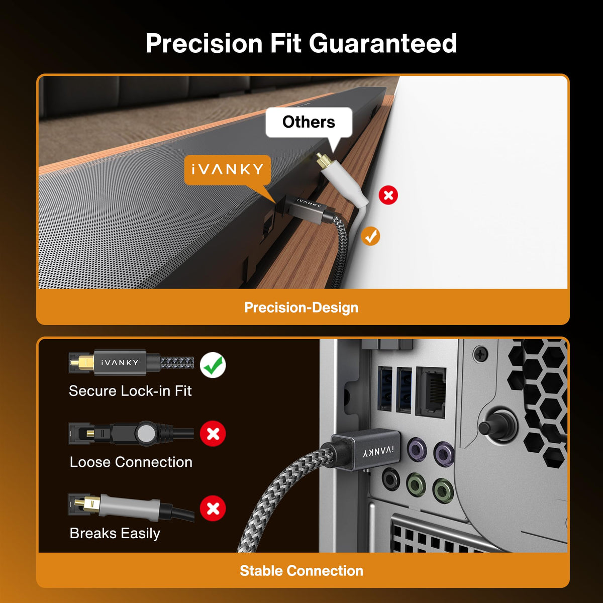 IVANKY cuboid connectors simplify alignment and secure fit.
