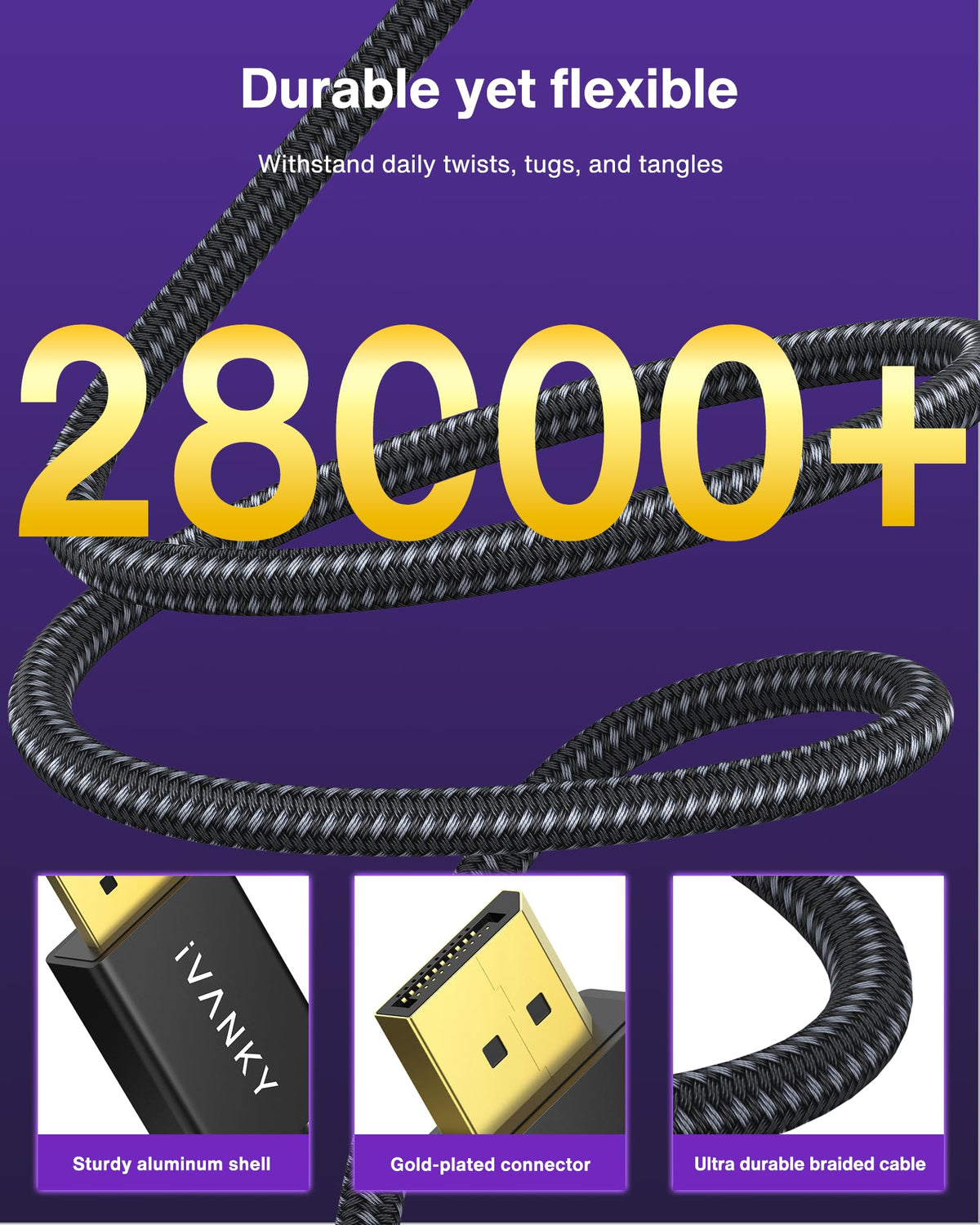 IVANKY cable stretched 25ft to show scale and long-reach convenience