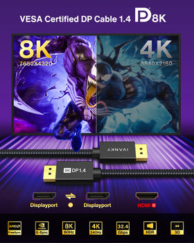 IVANKY latch-free DP cable connects easily during setup.