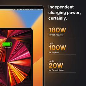 IVANKY FusionDock Pro 180W adapter powering a laptop and connected devices