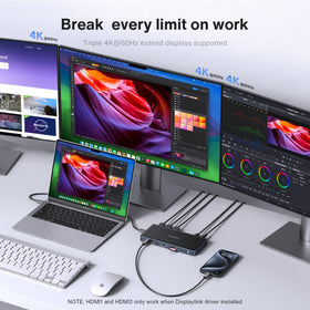 IVANKY FusionDock Pro 180W power adapter powering a MacBook and accessories.
