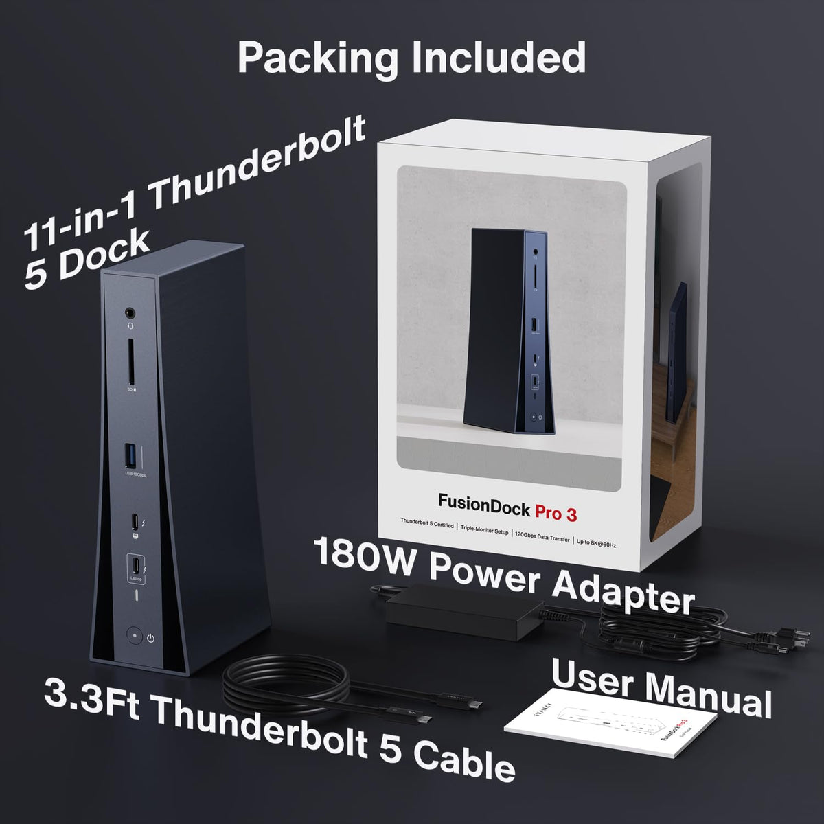IVANKY FusionDock Pro 3 cable management behind workstation.