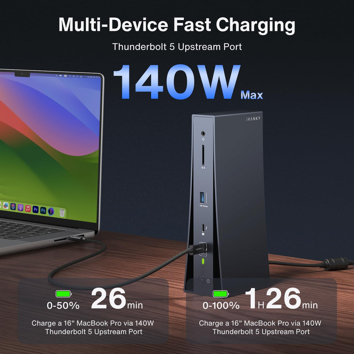 IVANKY FusionDock Pro 3 dual 8K display setup for high-resolution workflows.
