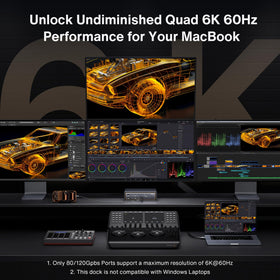 IVANKY FusionDock Ultra quad 6K output powering multiple Mac displays