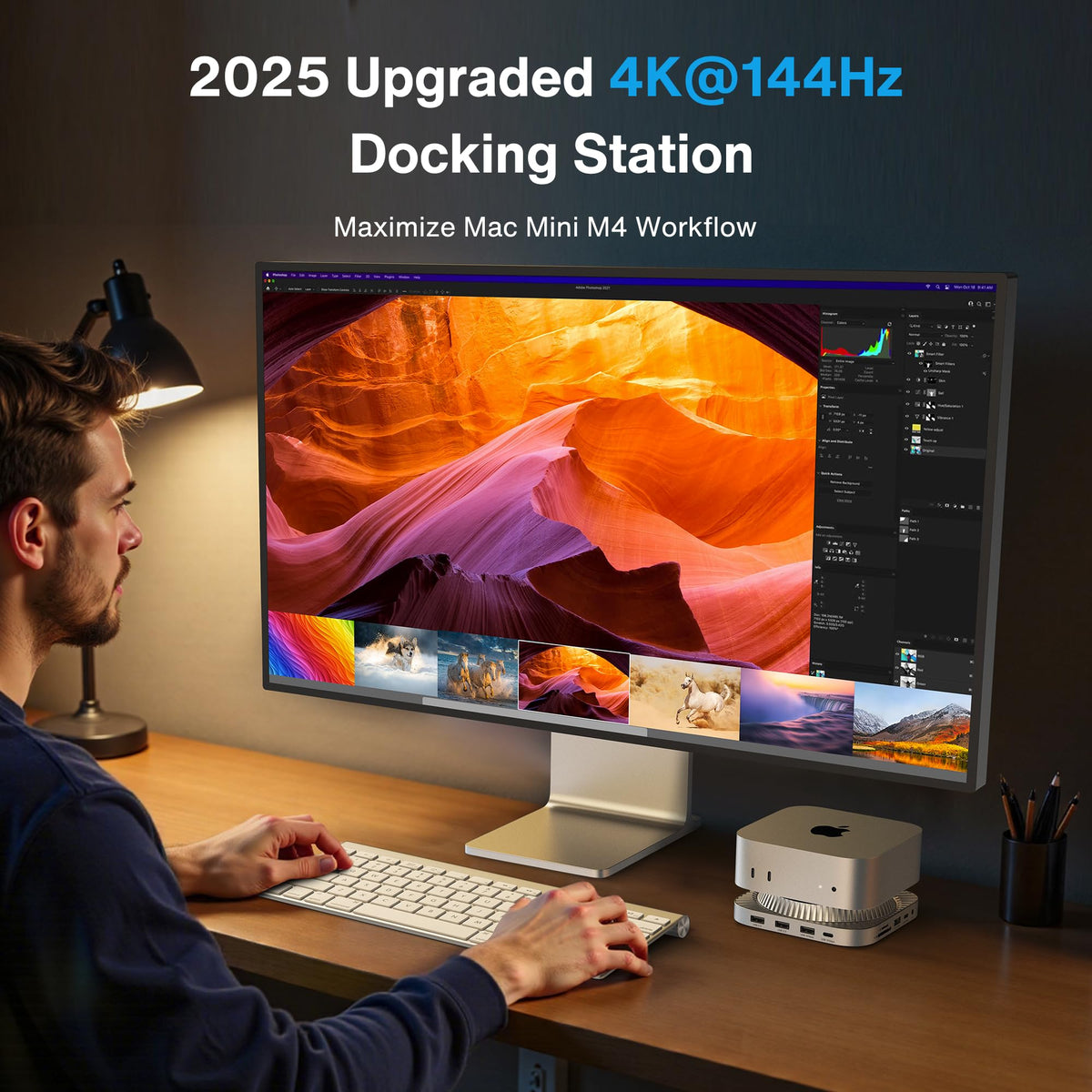IVANKY Mac mini dock with dual audio ports and SD/TF readers.