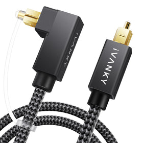 iVANKY right-angle optical cable 6ft sitting neatly behind a TV