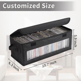 ivomau storage box dimensions 15.7 by 6.3 by 5.9 inches for CDs