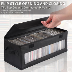 ivomau CD storage box flip cover with Velcro for one-handed access
