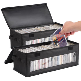 ivomau Home CD Storage Box with front window showing disc visibility for quick selection