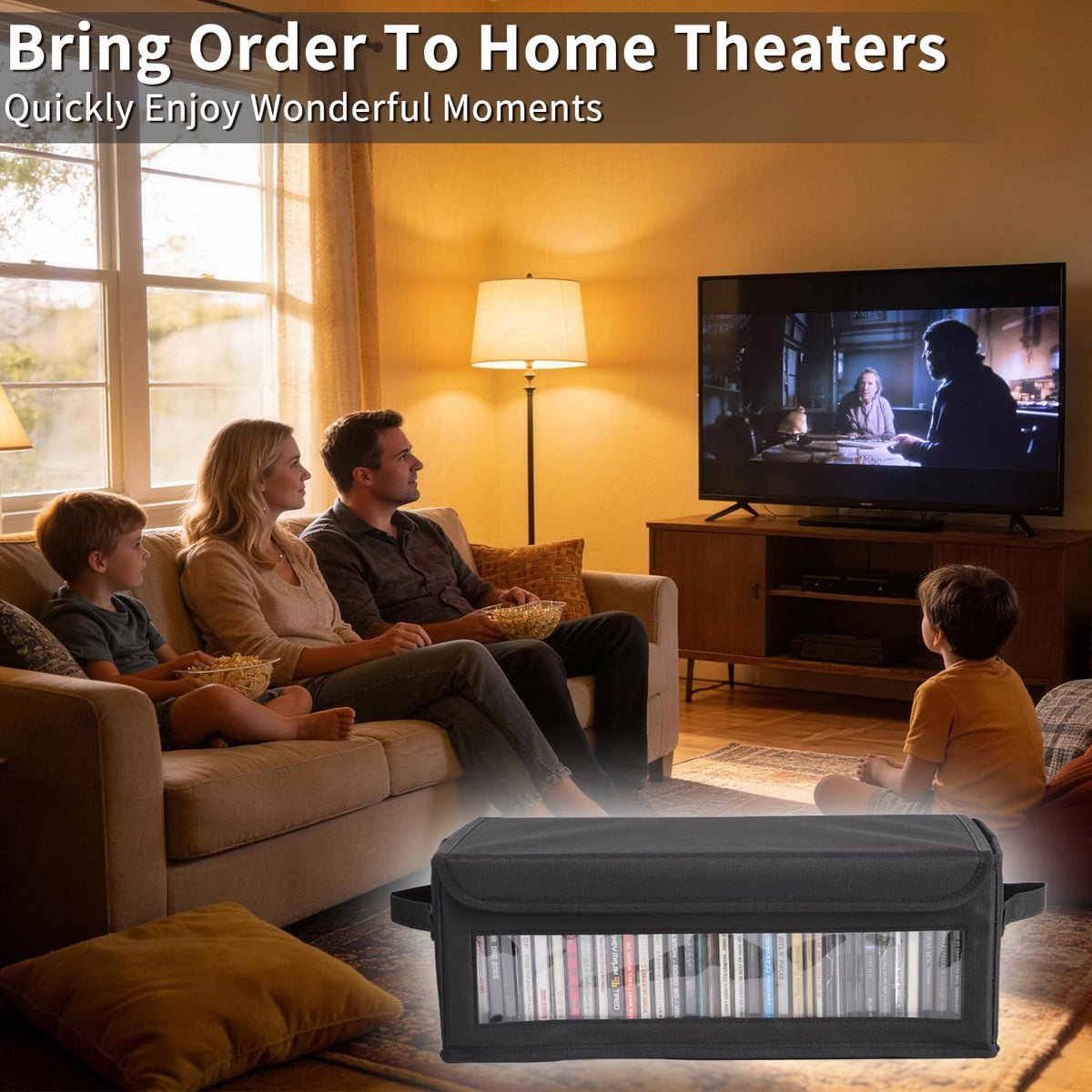 ivomau box displayed in a living room setting as a tidy media display