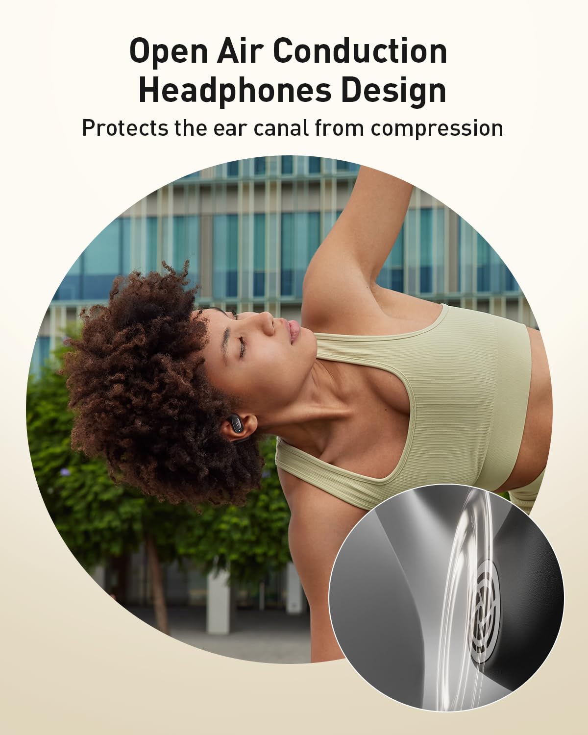 iWALK earbuds worn during a run showing stable fit and ambient awareness