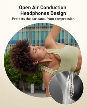 iWALK earbuds worn during a run showing stable fit and ambient awareness