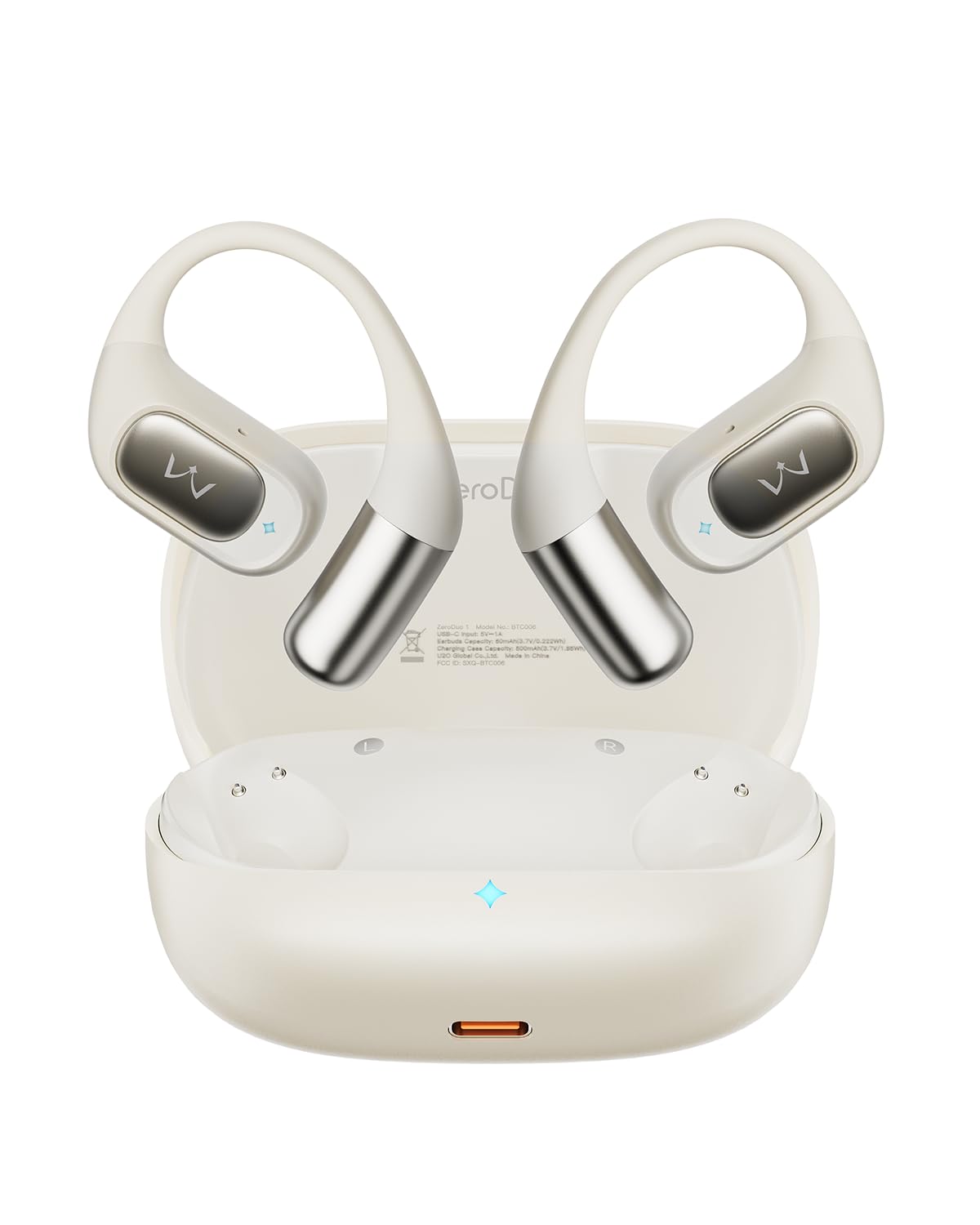 iWALK front packaging showing beige open-ear headphones and benefits of comfort