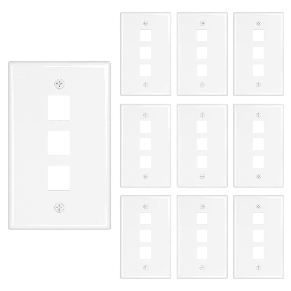 iwillink 3-port keystone wall plate white for clean network and AV setups.