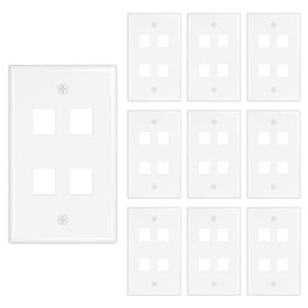 iwillink 4-port keystone wall plate front view shows a sleek, flush-mount design for a tidy network setup.