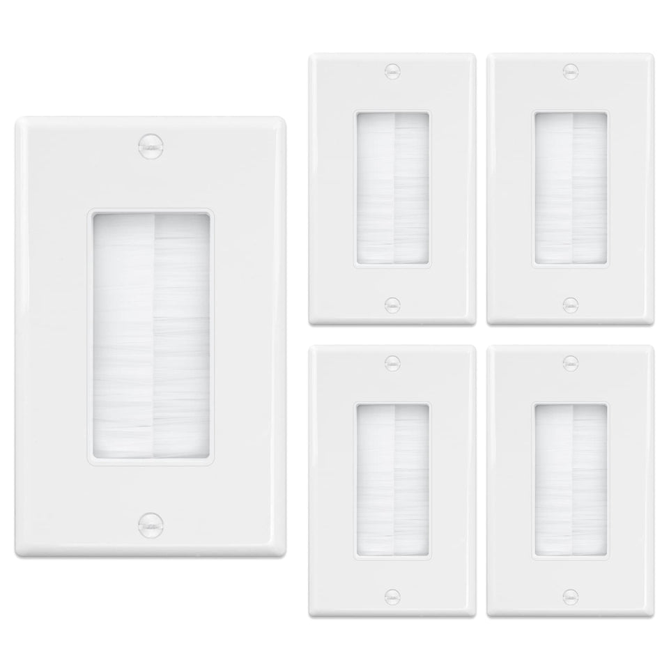 iwillink Brush Wall Plate close-up demonstrates clean cable routing for TV setups