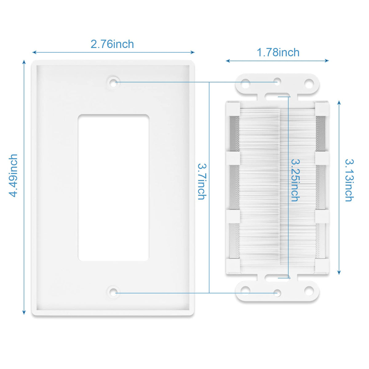 Iwillink Brush Wall Plate universal design fits HDMI, coax, and speaker wires.