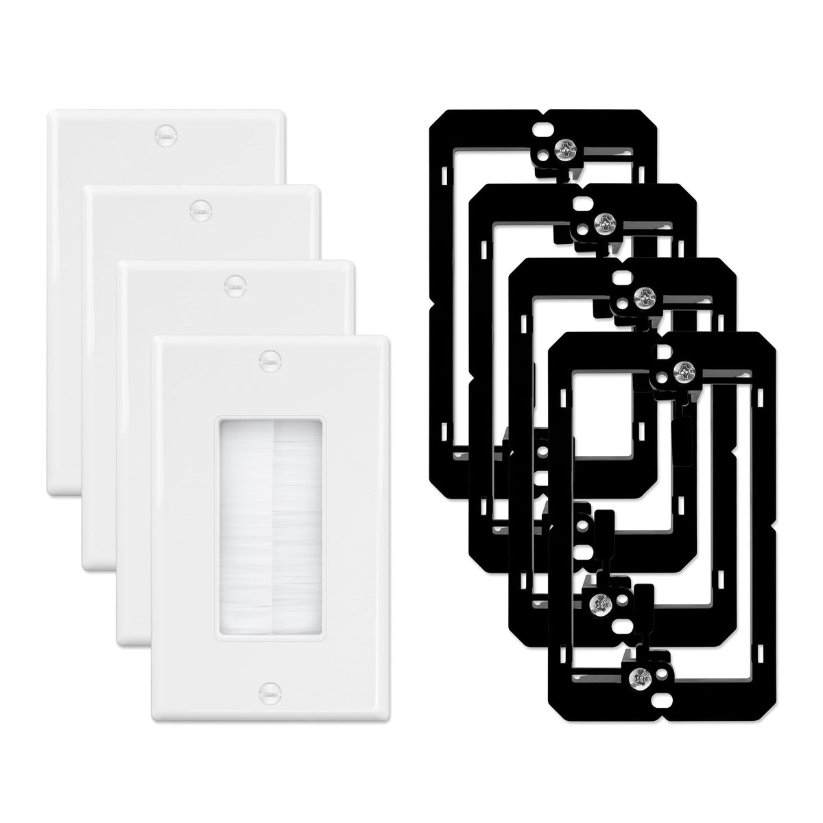 iwillink brush wall plate in white blends with decor while concealing wires