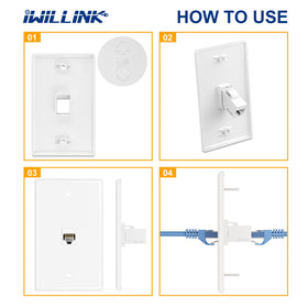 iwillink compatible with Ethernet, HDMI, RG6 coax keystone jacks for flexible room wiring.