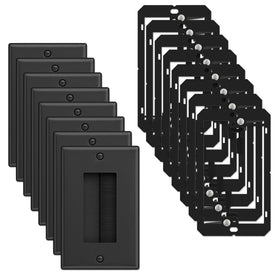 iwillink front facing brush wall plate in black showing neat cable exit benefit