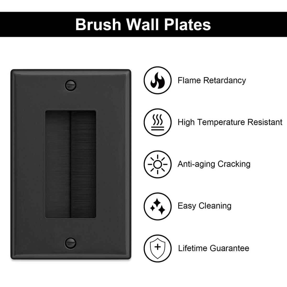 Iwillink wall plate cable routing closeup demonstrates tidy channel and brush
