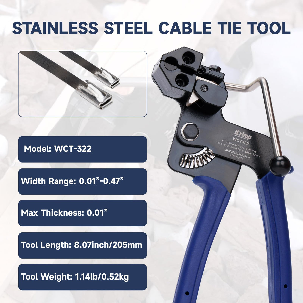 IWISS iCrimp ergonomic cutter handle enables comfortable one-handed operation.