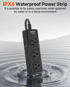 Iwister 16AWG outdoor cord provides durability for outdoor setups.
