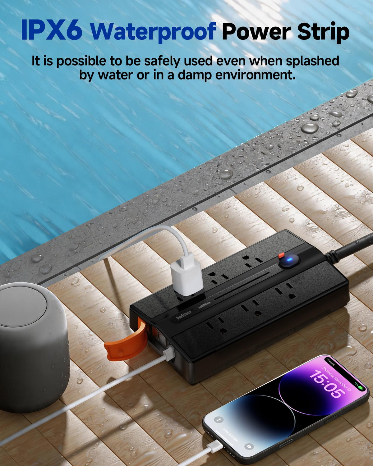 iwister angled outlets close-up demonstrating easier plug access and reduced crowding benefit