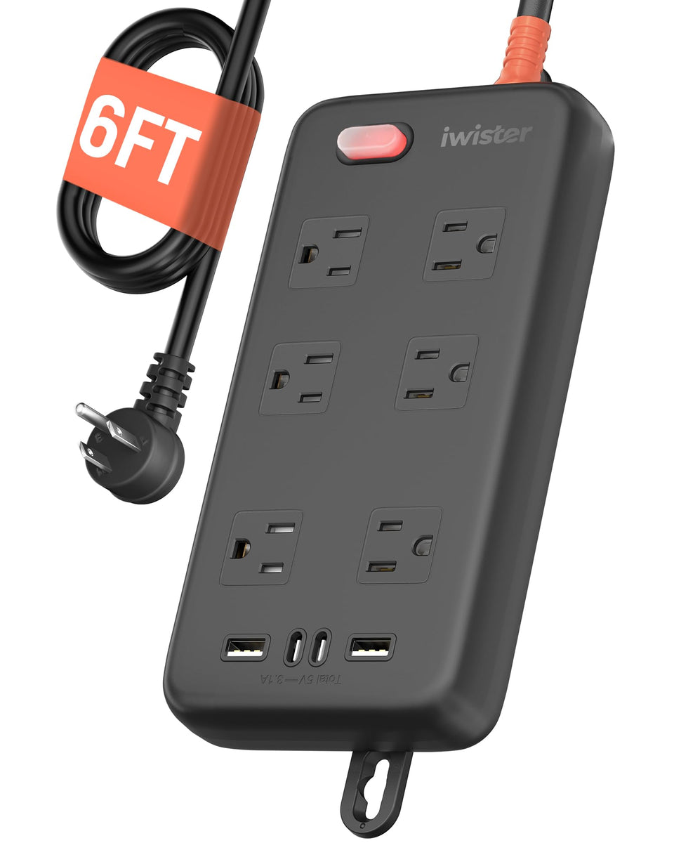 iwister front view showing all outlets and USB ports, organized charging