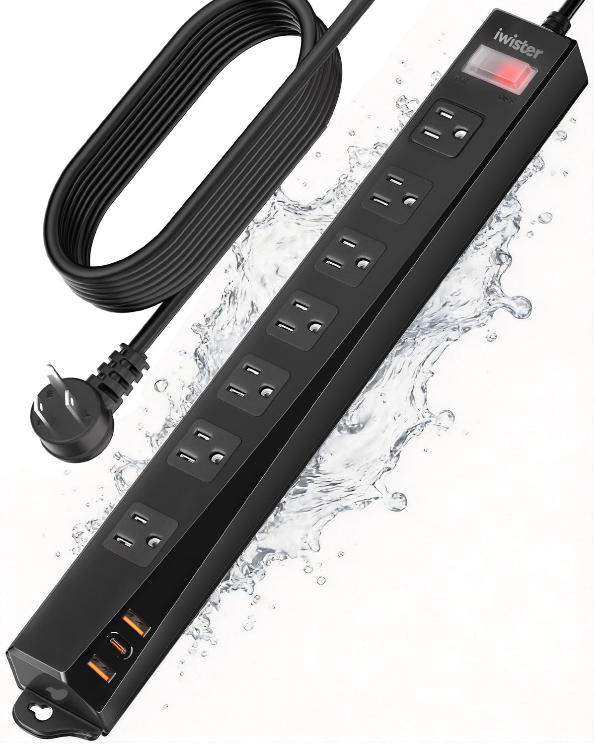 iwister front view showing seven outlets and three USB ports for versatile charging