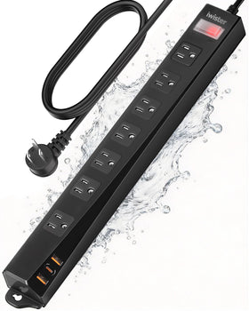 iwister front view showing weatherproof power strip protecting outdoor devices