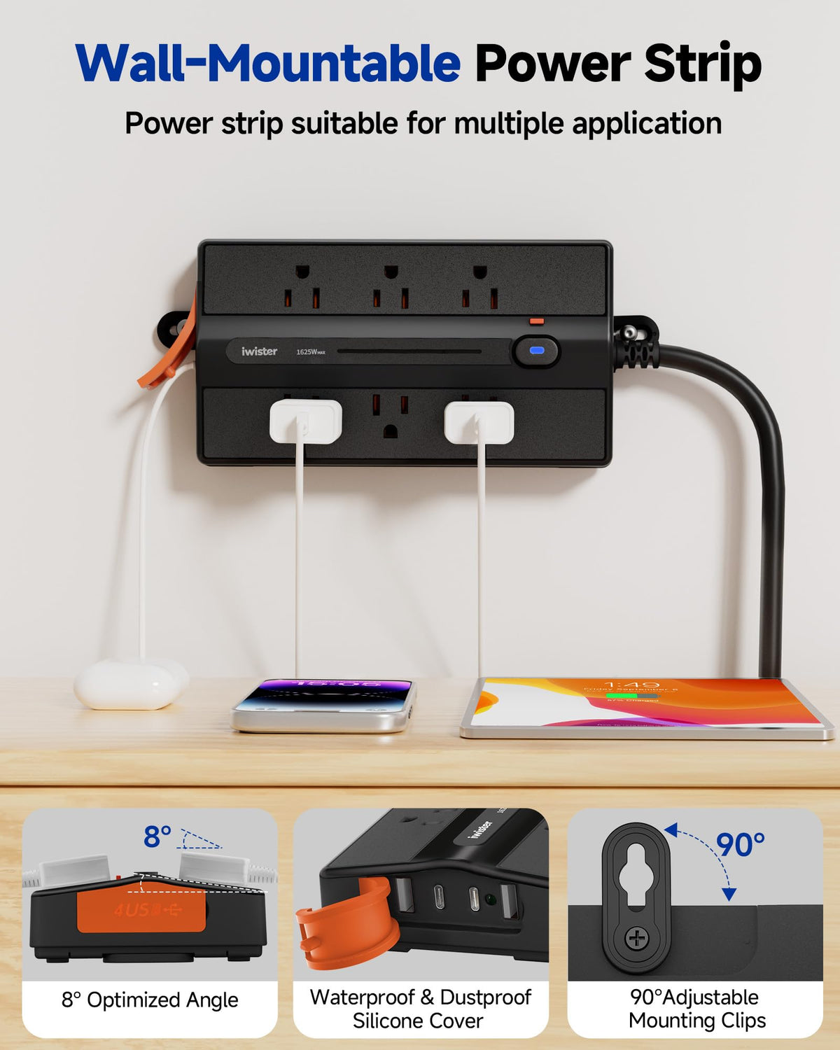 iwister powering patio lights and speakers illustrating fast charging and multiple device support