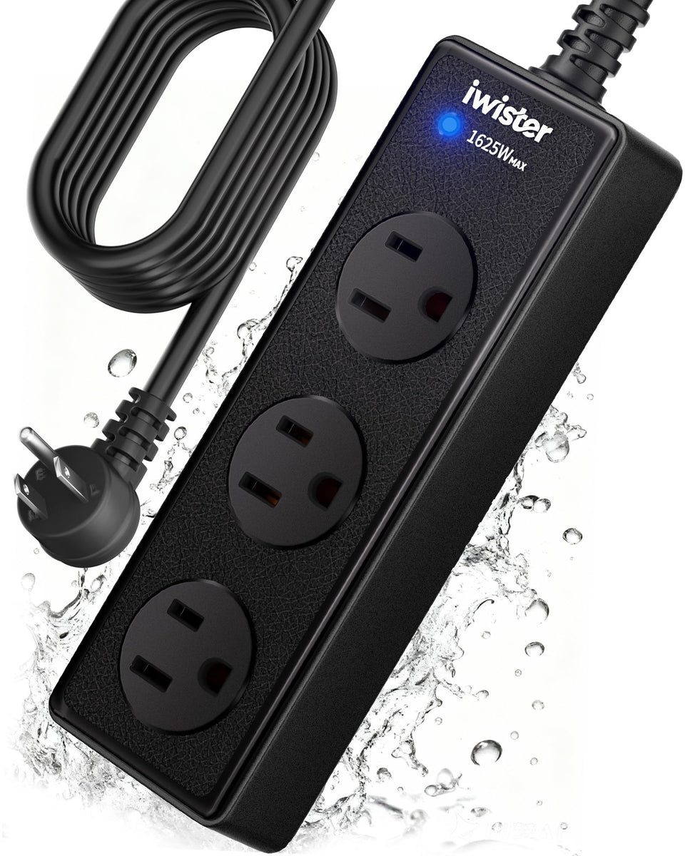 Iwister outdoor power strip with three outlets for lights and small outdoor devices.