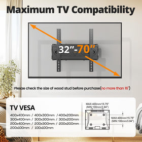 IWORKBOARD 400x400 VESA compatibility fits many 32-70 inch TVs.