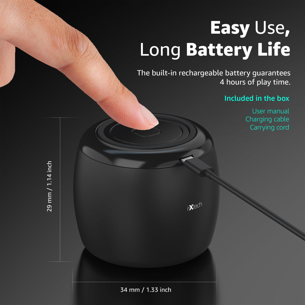 IXTECH hands-free calling enabled by the built-in microphone on the speaker.
