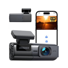 iZEEKER 2.5K dash cam front view with crisp daytime footage.