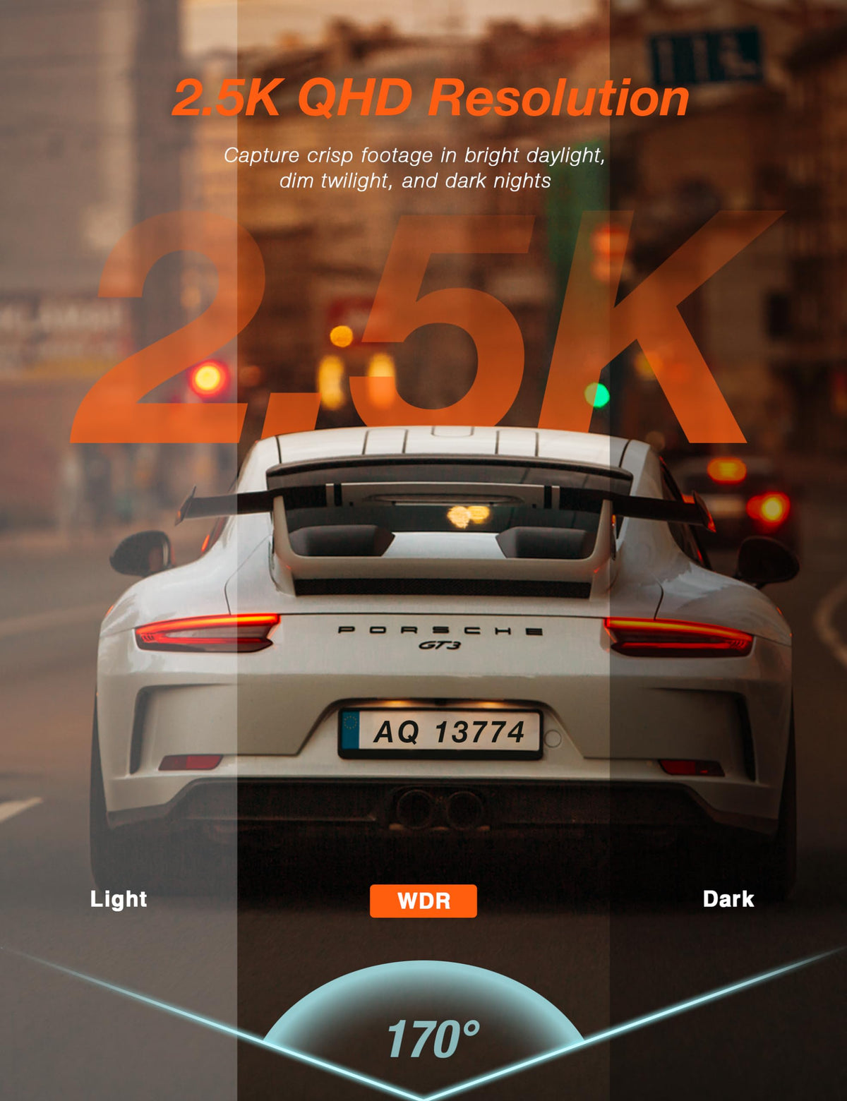 iZEEKER dash cam highlights G-Sensor and loop recording for safety.