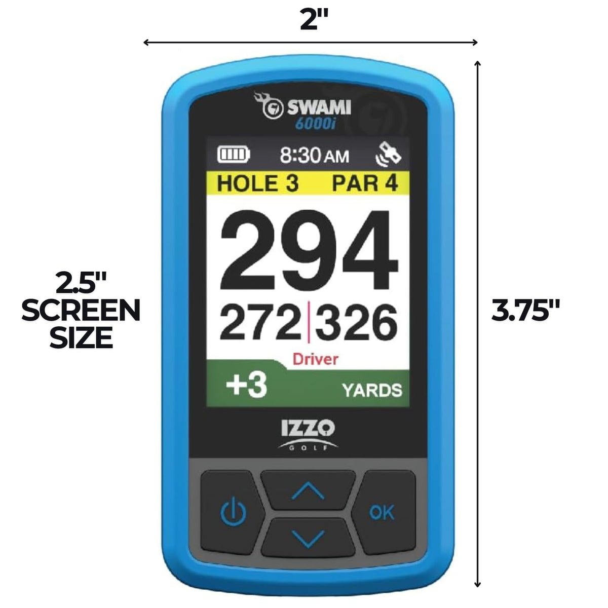 Izzo Swami 6000 digital scorekeeper keeps rounds organized.