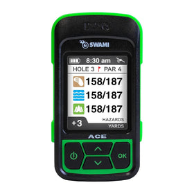 Izzo Swami Ace lime green back view showing durable housing and accessible controls.