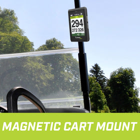 Izzo Swami Max GPS mounted magnet on cart for hands-free use