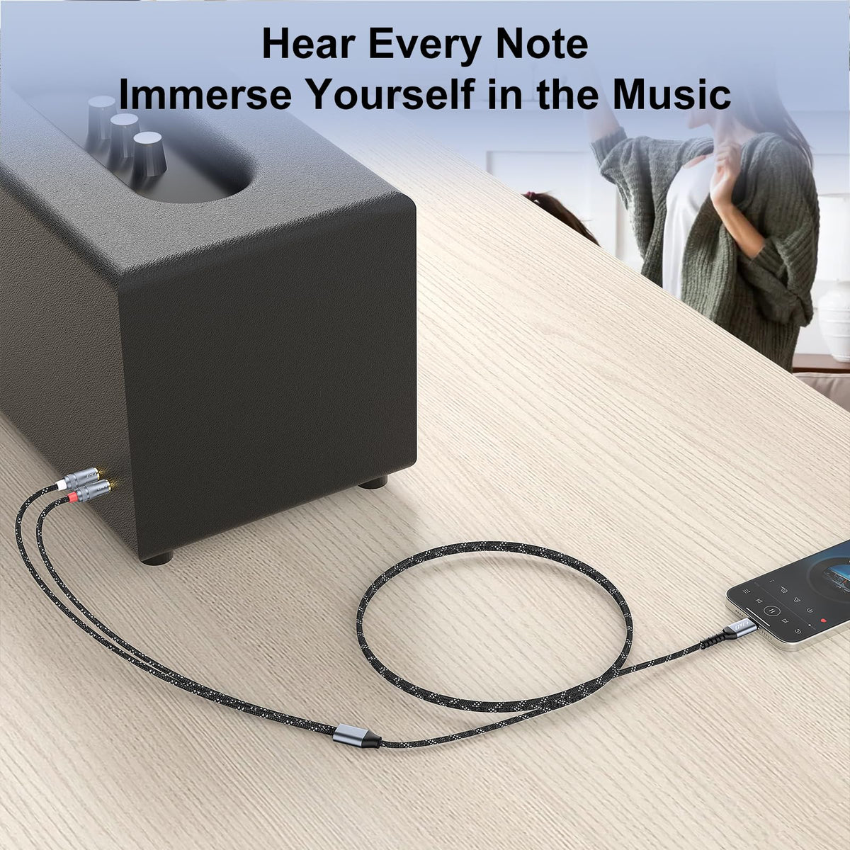 J&D braided cable texture and TPE cover demonstrating tangle resistance and longevity