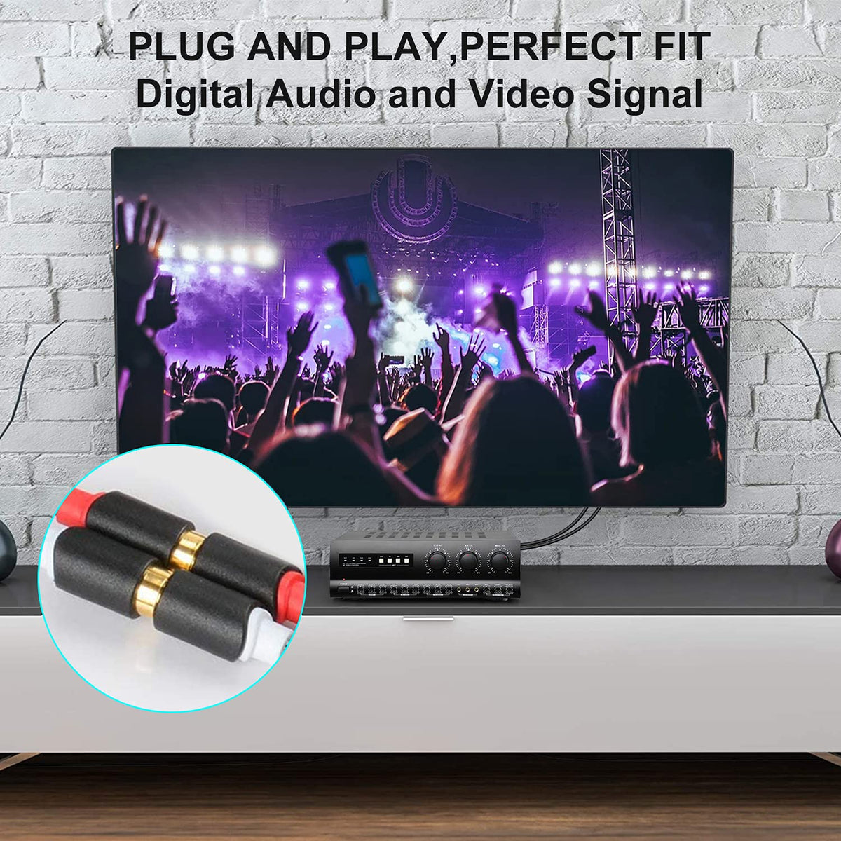 J&D cable connected to amplifier demonstrating reliable extended audio hookup