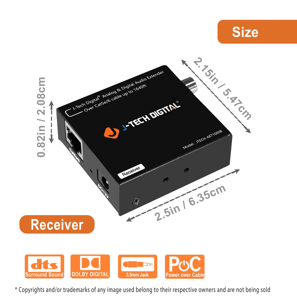 J-Tech Digital AET1000B receiver front view ready for remote listening.
