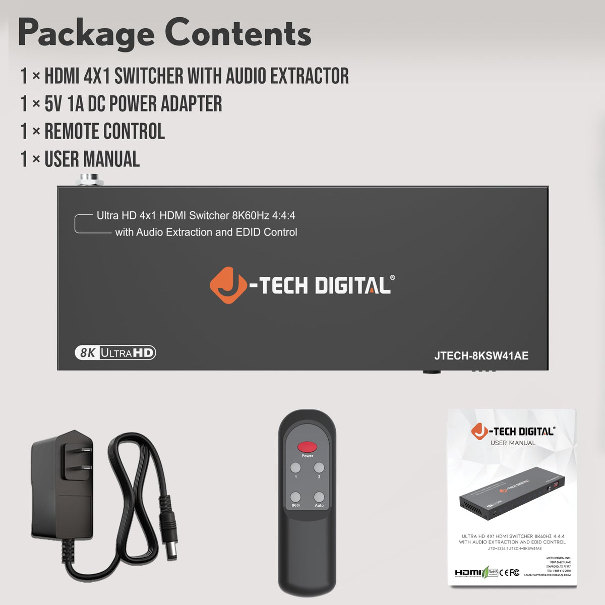J-Tech Digital compact footprint fits neatly on a desk or media cabinet.