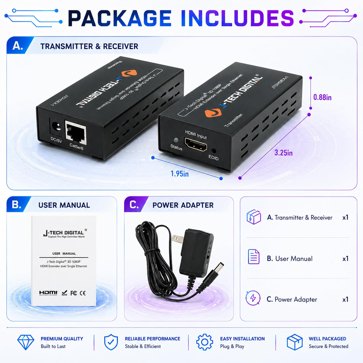 J-Tech Digital close-up of unit label and specs, helps confirm compatibility